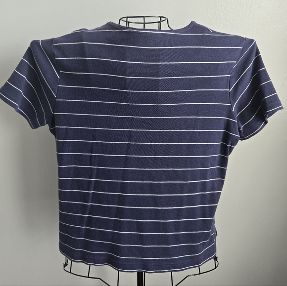 Classic Elements Navy and White Striped Patriotic July 4th Memorial Tee - Picture 5 of 6